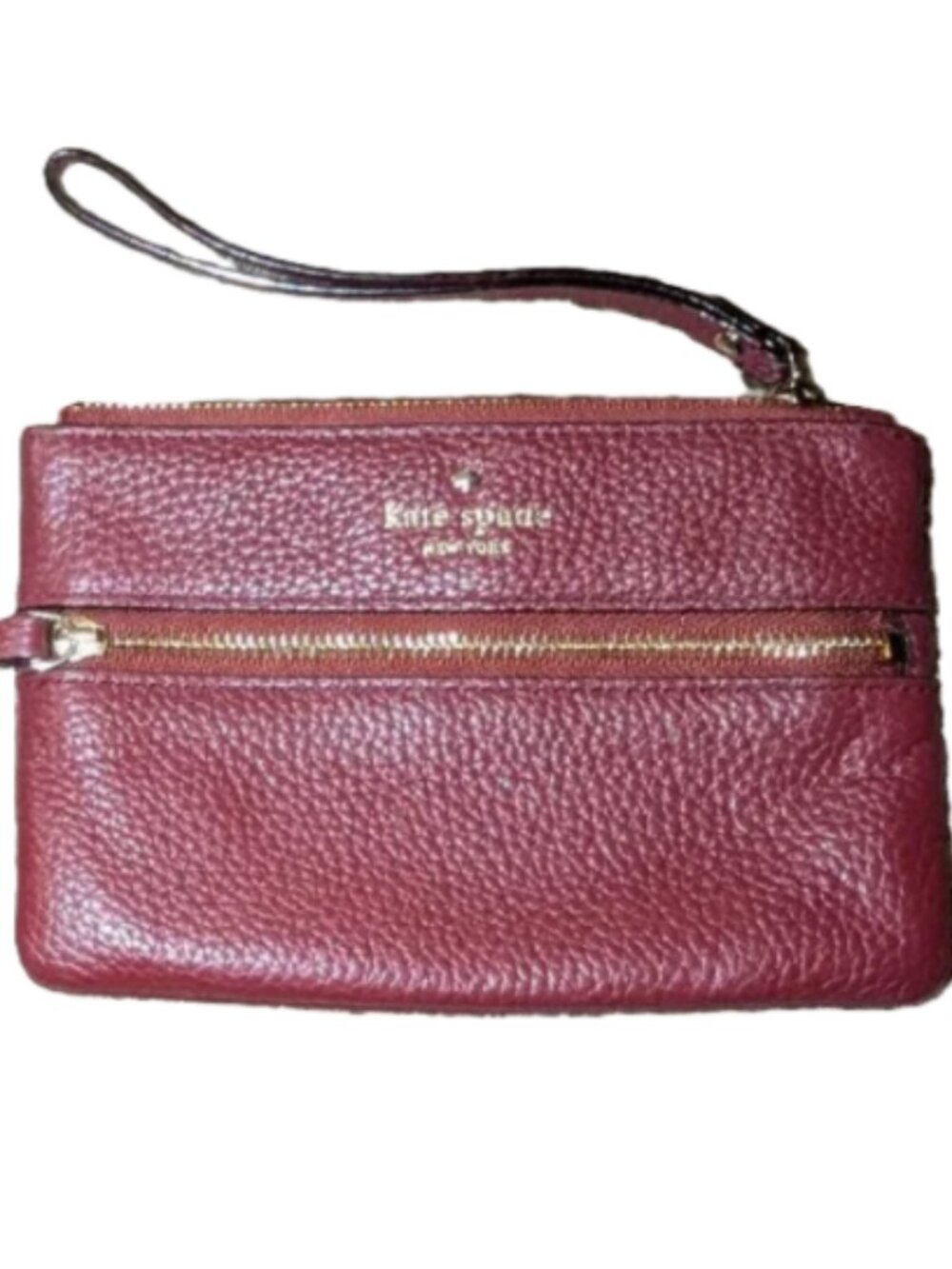 Kate Spade Burgundy Red Pebbled Leather Wristlet